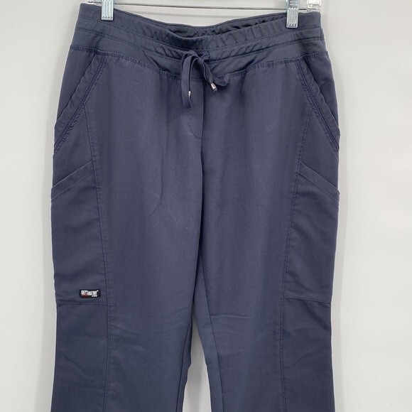 Grey's Anatomy Mid Rise Flare Bottom Drawstring Scrub Pants Gray Size MP - Picture 3 of 10